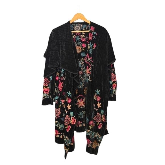 Johnny Was Black and Red Embroidered Jacket
